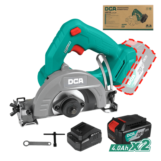 CORTADOR DE MARMOL 20V BRUSHLESS 2X4.0AH125MM 0-45°