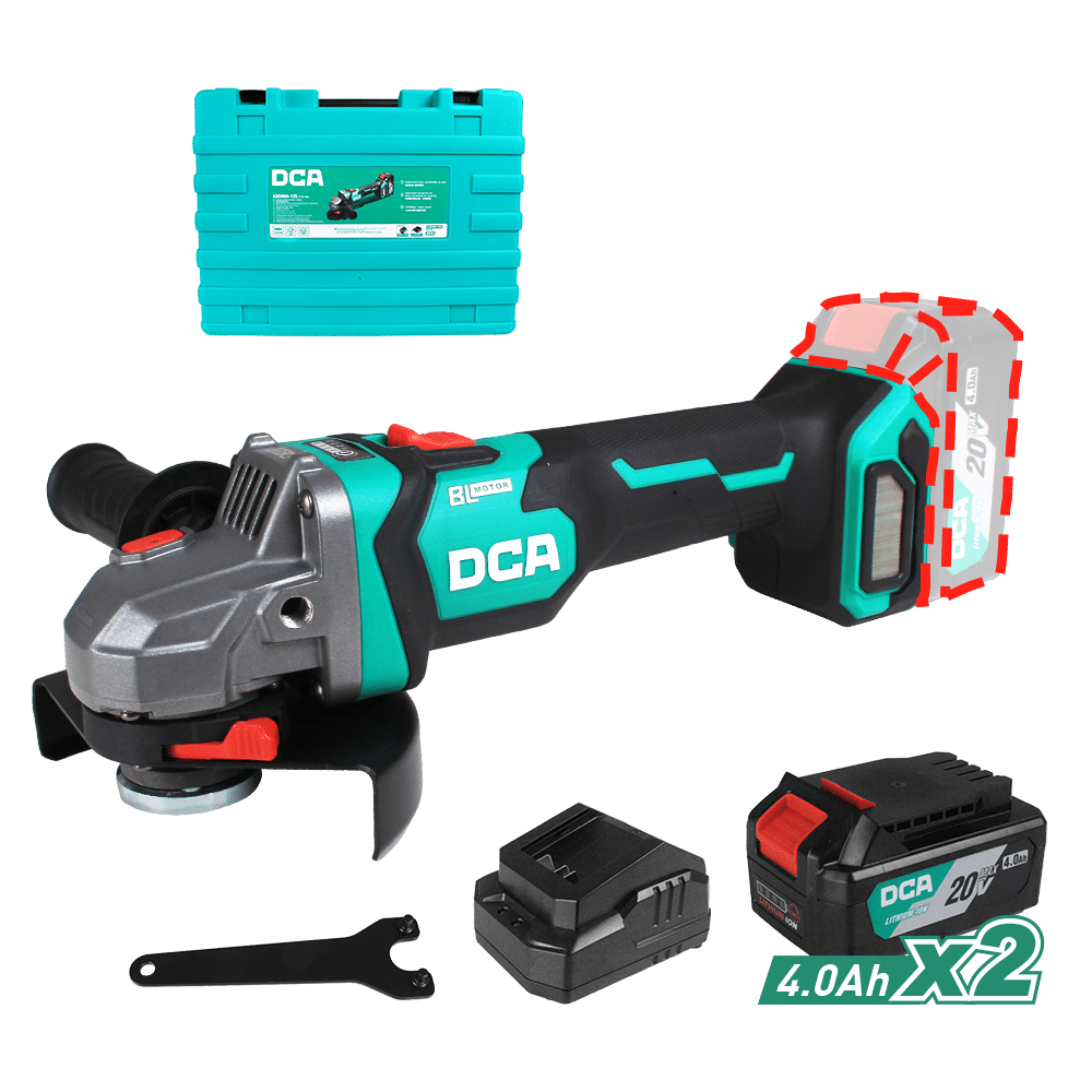 AMOLADORA 20V BRUSHLESS 125MM 5.0” M14 9000/MIN 2X4.0AH MALETIN