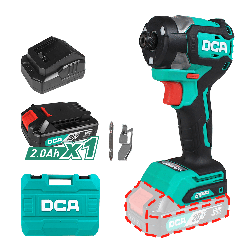 DESTORNILLADOR DE IMPACTO COMP. 6.35 HEX 208N.M 20V BRUSHLESS 1X2.0AH