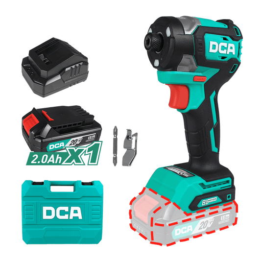 DESTORNILLADOR DE IMPACTO COMP. 6.35 HEX 208N.M 20V BRUSHLESS 1X2.0AH