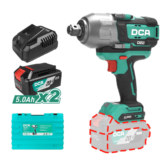 LLAVE DE IMPACTO 20V BRUSHLESS 3/4” 800W 1288/1700N.M M12-M33 2X5.0AH