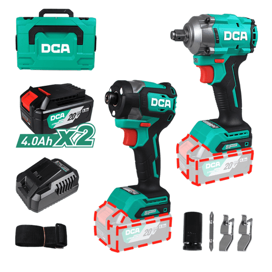 COMBO LLAVE + DESTORNILLADOR DE IMPACTO 20V BRUSHLESS 2X4.0AH